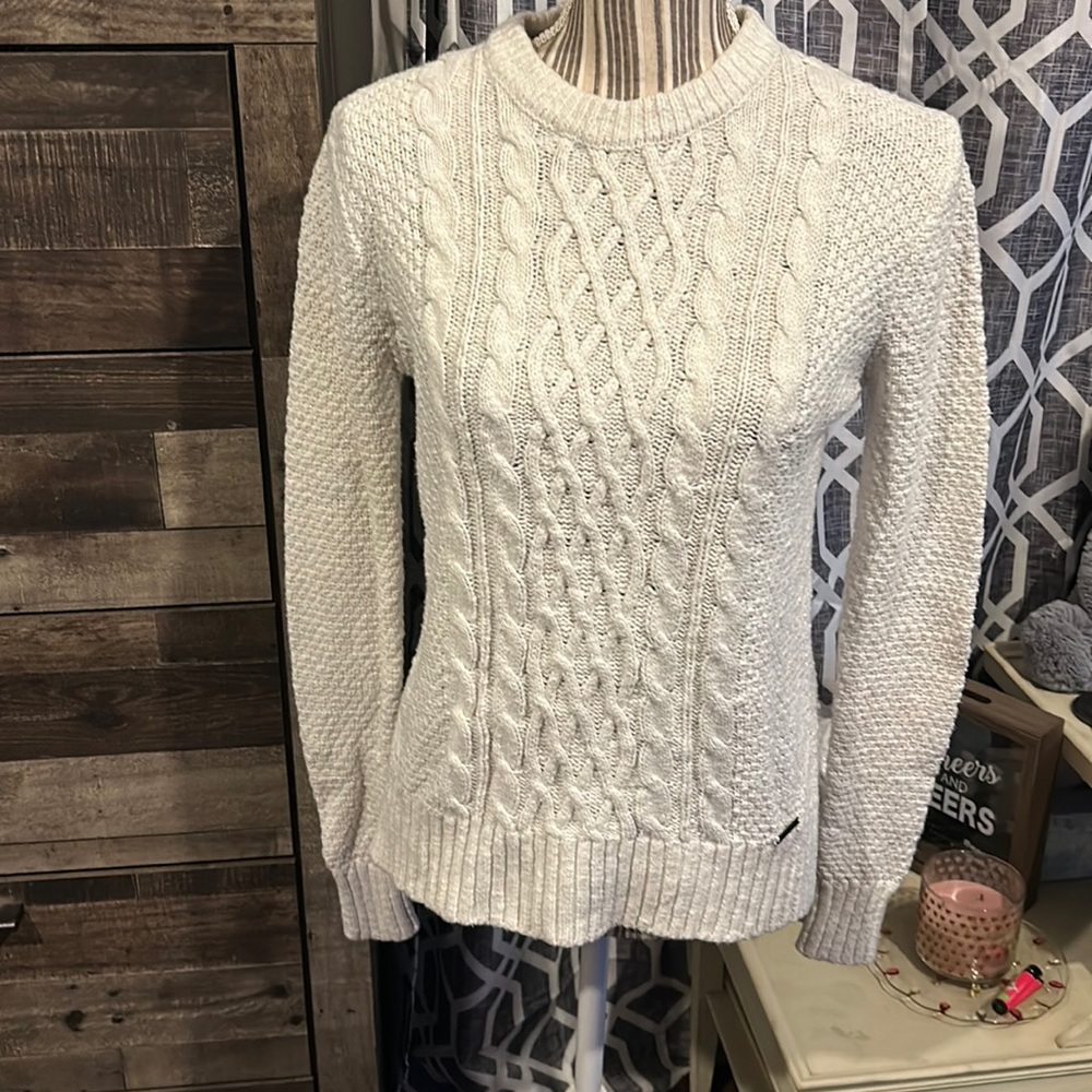 Abercrombie & Fitch Off White/Cream Sweater, Quilted Type Material-Size S